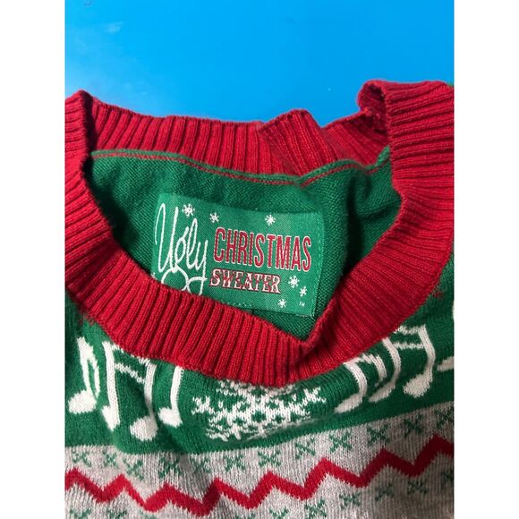 Beatles Abbey Road Ugly Christmas Sweater M Green Red Holiday Knit - Picture 4 of 4